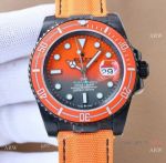 Swiss Rolex DiW Submariner Persimmon Orange Watch DLC Case 3135 Movement